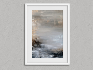 Quiet Layers III – Textured Abstract Wall Art Print in a white frame with a mount