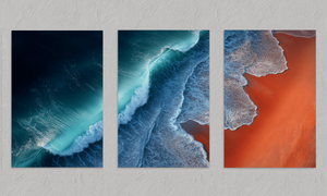 Rhythm of the Sea – Coastal Triptych Wall Art, unframed print with no border