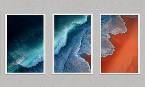 Rhythm of the Sea – Coastal Triptych Wall Art, unframed print with a white border