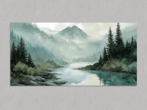 River Through the Pines – Mountain River Wall Art Print, unframed print with no border