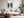 Misty mountain wall art print styled in a calm neutral interior