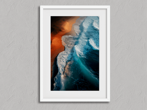 Seascape Motion – Coastal Ocean Wall Art Print in a white frame with a mount