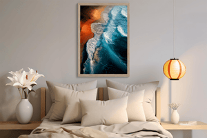 Coastal ocean wall art styled in a calm neutral interior
