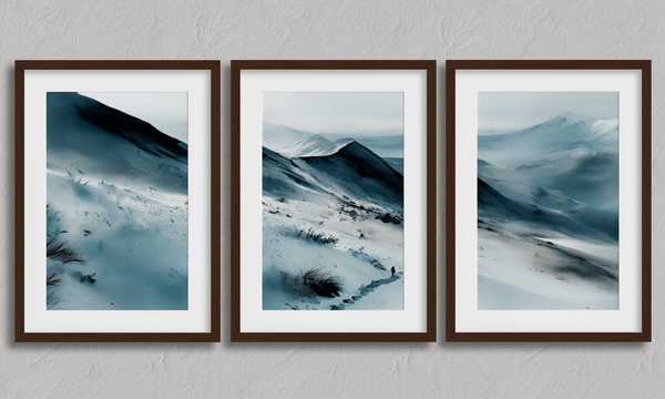 Watercolor mountain triptych wall art