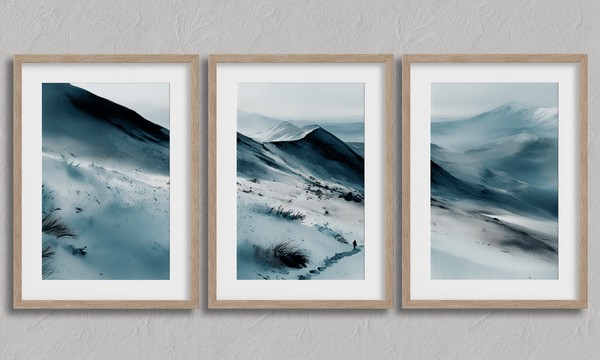 Watercolor mountain triptych wall art set