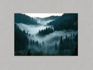 Shadowed Valley – Misty Forest Wall Art Print, unframed print with no border