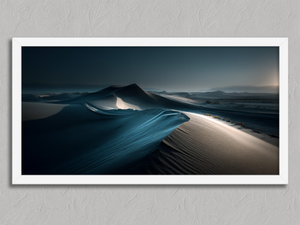 Shadowline Dunes – Desert Landscape Wall Art Print in a white frame, no mount