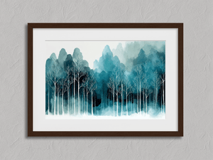 Framed stylised tree landscape print by Atelier Lumin