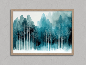 Framed stylised tree landscape print by Atelier Lumin