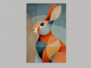 Still Hare – Geometric Hare Wall Art Print, unframed print with no border