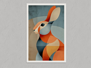 Still Hare – Geometric Hare Wall Art Print, unframed print with a white border
