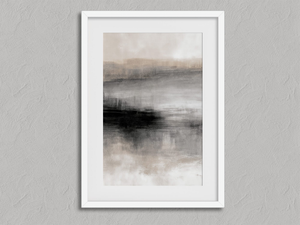 Still Horizon – Abstract Landscape Wall Art Print in a white frame with a mount
