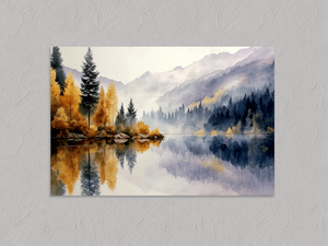 Still Mirror – Autumn Lake Wall Art Print, unframed print with no border