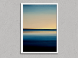 Still Waters – Abstract Coastal Wall Art in a white frame, no mount