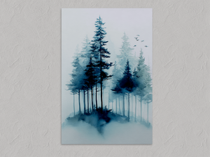 Stillness in Ink – Watercolour Pine Wall Art, unframed print with no border