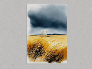 Storm over the Grasslands – Coastal Dune Grass Wall Art Print, unframed print with no border