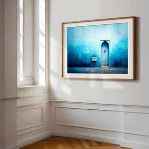 Moroccan doorway wall art styled in a calm neutral interior