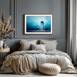Moroccan doorway wall art styled in a calm neutral interior