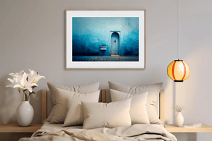 Moroccan doorway wall art styled in a calm neutral interior
