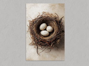 Three Small Beginnings – Bird Nest Wall Art Print, unframed print with no border