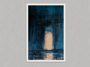 Threshold – Blue Abstract Doorway Wall Art Print, unframed print with a white border