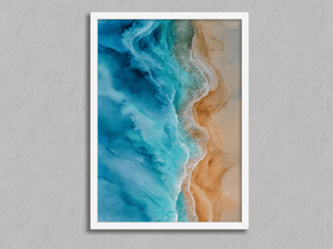 Tidal Edge – Aerial Coastal Wall Art Print in a white frame, no mount