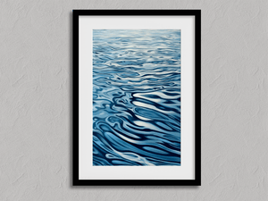 Framed minimalist blue reflection ocean wall art print by Atelier Lumin