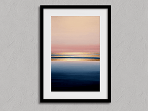 Framed watercolour ocean sunrise print by Atelier Lumin