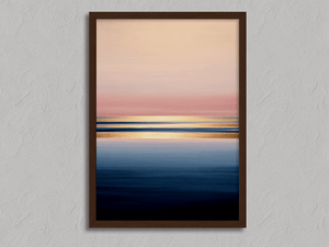 Framed watercolour ocean sunrise print by Atelier Lumin