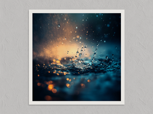 Tranquil Reflections – Rainfall Wall Art Print, unframed print with a white border