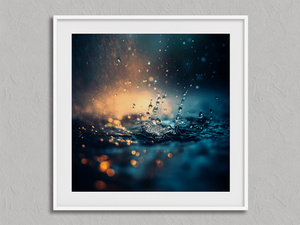 Tranquil Reflections – Rainfall Wall Art Print in a white frame with a mount
