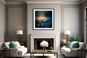 Rainfall water reflection wall art styled in a calm neutral interior