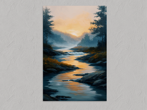 Treasure of Dawn – Sunrise River Wall Art Print, unframed print with no border