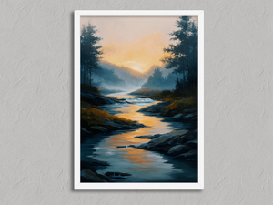 Treasure of Dawn – Sunrise River Wall Art Print in a white frame, no mount
