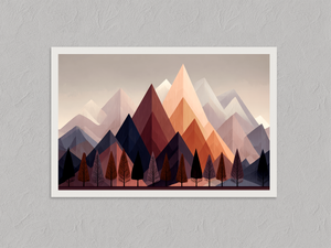 Twilight Ember – Mountain Wall Art Print, unframed print with a white border