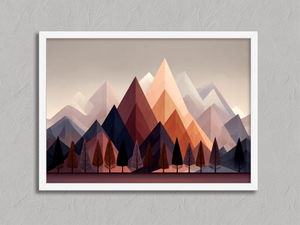 Twilight Ember – Mountain Wall Art Print in a white frame, no mount