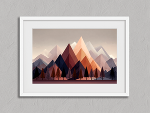 Twilight Ember – Mountain Wall Art Print in a white frame with a mount