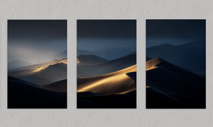 Twilight Mirage – Desert Dunes Triptych Wall Art, unframed print with no border