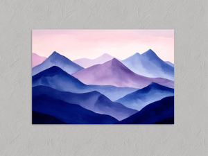 Violet Ranges – Layered Mountain Wall Art Print, unframed print with no border