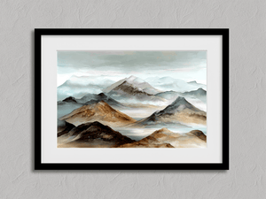 Framed soft mountain landscape print by Atelier Lumin