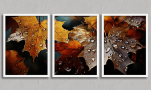 Whispers of Autumn – Autumn Triptych Wall Art in a white frame, no mount