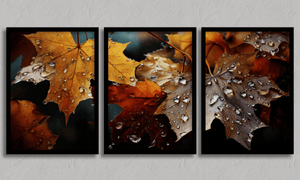 Framed fall foliage triptych print by Atelier Lumin