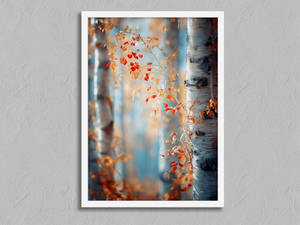 Whispers of the Birch – Birch Forest Wall Art in a white frame, no mount