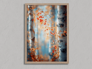 Framed autumn birch woodland print by Atelier Lumin