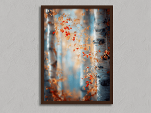 Framed autumn birch woodland print by Atelier Lumin