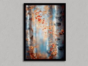 Framed autumn birch woodland print by Atelier Lumin