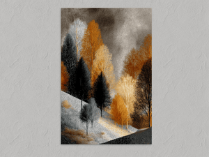 Winter Glade – Golden Winter Trees Wall Art Print, unframed print with no border