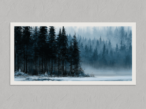 Winter Stillwater – Winter Forest Wall Art Print, unframed print with a white border