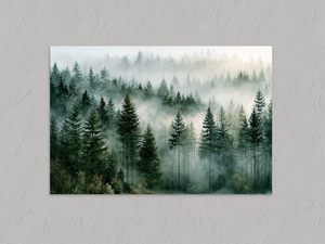 Woodland Veil – Misty Forest Wall Art Print, unframed print with no border