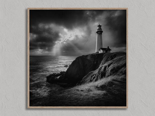 Storm Signal shown in an oak frame without a border or mount.